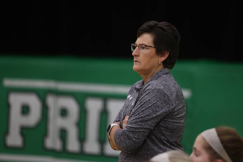 Providence head coach Eileen Coperhaver during the game against Minooka in the WJOL Basketball Tournament on Wednesday.