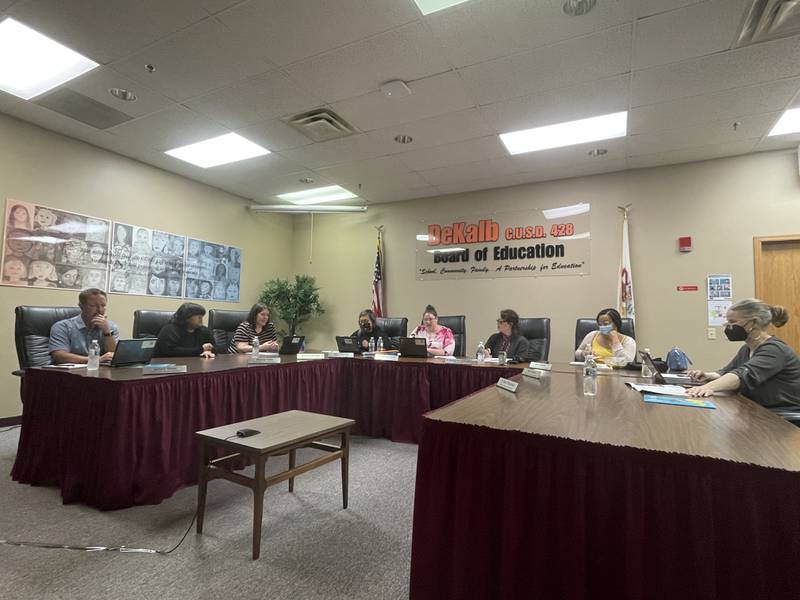 Members of the DeKalb District 428 school board met this week for a presentation concerning the district's safety audit. The meeting took place July 19, 2022.