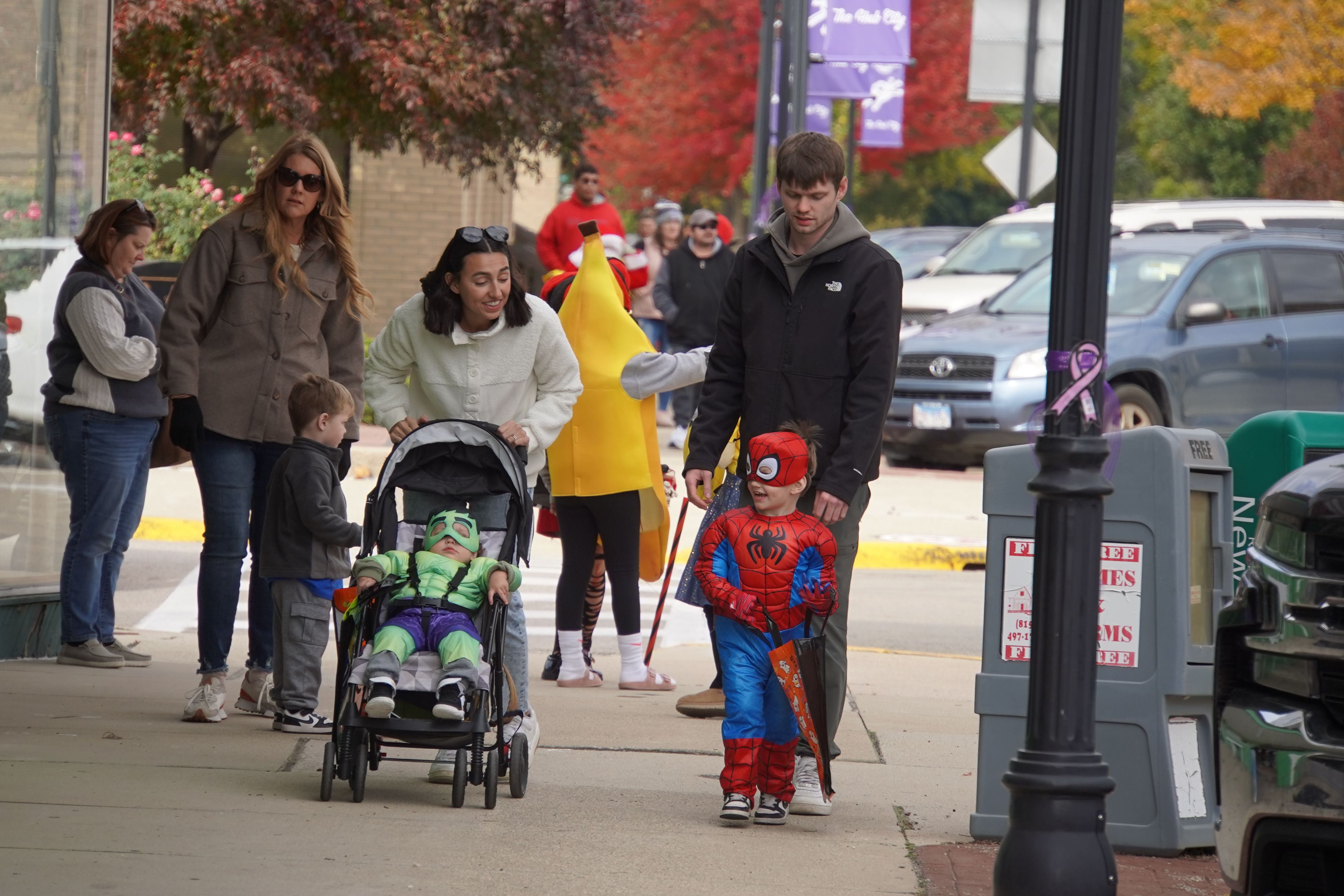 On Halloween on Friday, Oct. 31, 2025, the annual Downtown Trick or Treat event was held in Rochelle. Shown are trick or treaters on Lincoln Highway.