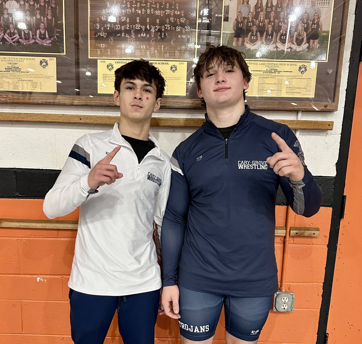 Cary-Grove's Jacob Turner and Jimmy Siragusa (left to right) were two of the team's four match winners during Friday's dual against Crystal Lake Central.