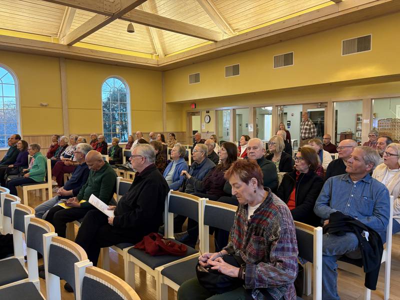 Audience members listen during FaithBridge's Thanksgiving program Nov. 23, 2025 in Crystal Lake.
