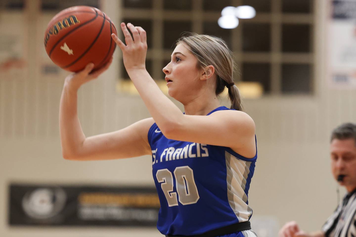 St. Francis’ Téa Rubino takes the outside shot against Joliet Catholic on Monday, February 6th, 2023.