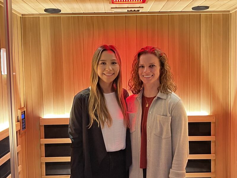 Westwood Wellness manager Mary Cancini, left and Westwood marketing director Breanne Hunter stand Thursday in one of the infrared saunas that are part of the addition to the Sterling Park District’s Westwood Fitness & Sports Center.