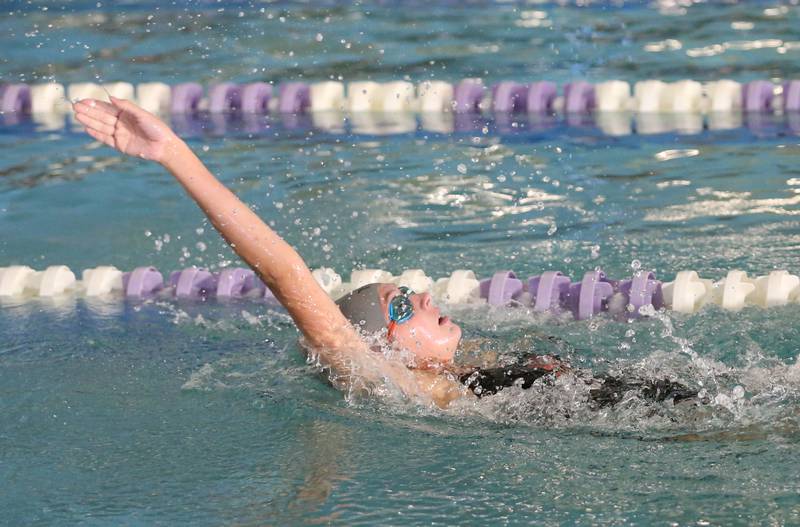 L-P co-op's Finly Jobst swims in the 200 yard IM on Tuesday, Oct. 8, 2024 at the Illinois Valley YMCA in Peru.