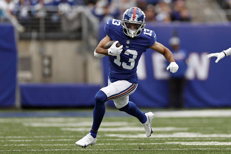 New York Giants wide receiver Dante Pettis runs against the Carolina Panthers on Oct. 24, 2021, in East Rutherford, N.J.