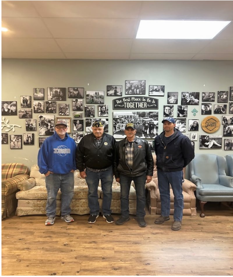 Veteran groups donated $1,000 to Second Story Teen Center in Princeton. Jeff Van Autreve poses for a photo with commanders Vernon Sondgeroth, Kevin Baumgartner and David Ohlson during their visit to the teen center.