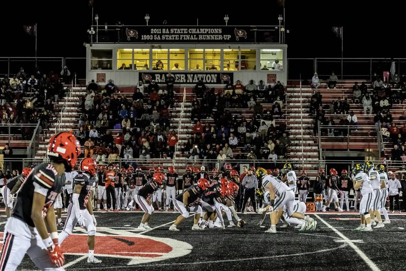 Bolingbrook and Fremd compete during an 8A varsity football playoff game at Bolingbrook on Nov. 15, 2025.