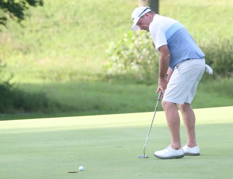 Glen McKirgan puts during the Illinois Valley Mens Golf Championship Tournament on Sunday, July 27, 2025 at Spring Creek Golf Course in Spring Valley.