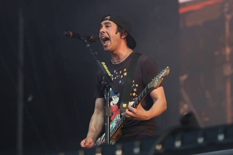 Tony Perry of Pierce The Veil performs at Lollapalooza on Sunday, Aug. 4, 2024 in Chicago.