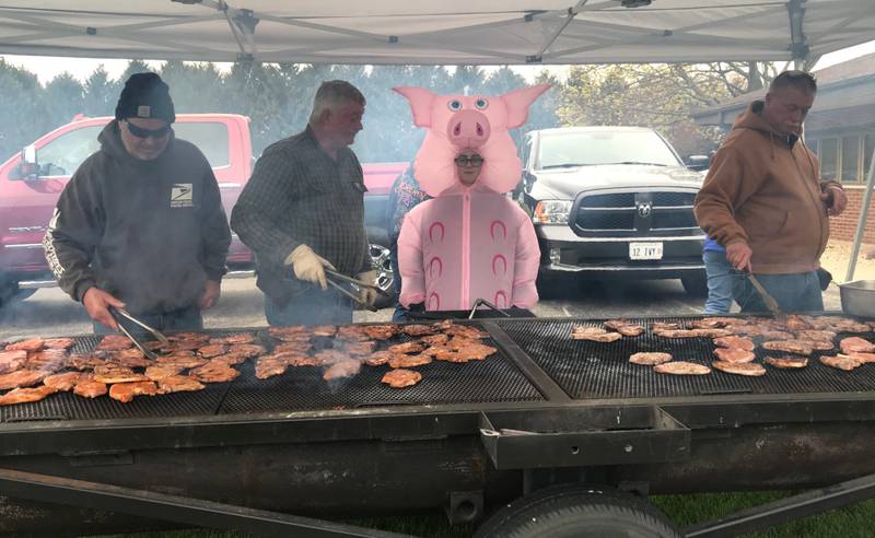 The United Church of Sandwich thanks the community for supporting the church’s recent Pork Chop BBQ drive thru. Bacon, the mascot, oversaw the cooking of the chops by our Master Grillers and gave them a thumbs up.