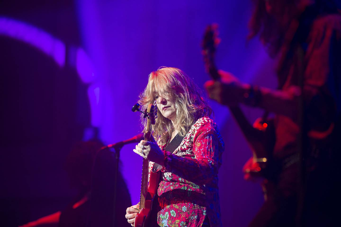 Susan Salmon, playing the part of Nancy Wilson of the rock and roll sister duo Heart, performs Friday, April 8, 2022 at the Dixon Historic Theatre. Fans sang and danced and were treated to all the best cuts from the musical legends and also included a couple tunes from Led Zeppelin.