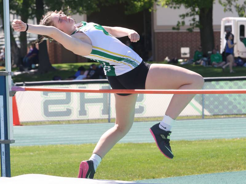 Seneca's Emily Brown competes in the high jump during the Class 1A Sectional meet on Thursday, May 14, 2026 at Seneca High School.