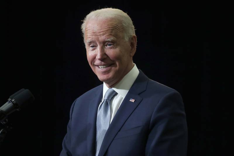 President Joe Biden speaks Wednesday, July 7, 2021, at McHenry County College in Crystal Lake.