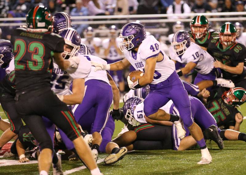 Rochelle's Roman Villalobos runs the ball against L-P on Friday, Sept. 27, 2024 at Howard Fellows Stadium.