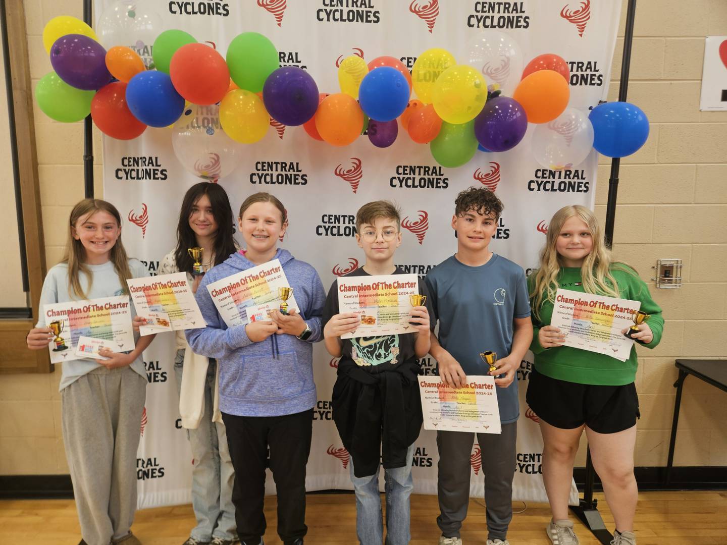 Central Intermediate's fifth-grade Champions of the Charter are Manny B-R., Bryan R., Presten V., Tyler G., Logan P., Jacey P. and Jaxon P.