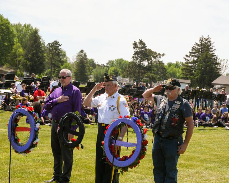 Wreaths were presented during the Memorial Day remembrance ceremony on Monday, May 29, 2023 in Little Rock Township Cemetery in Plano.