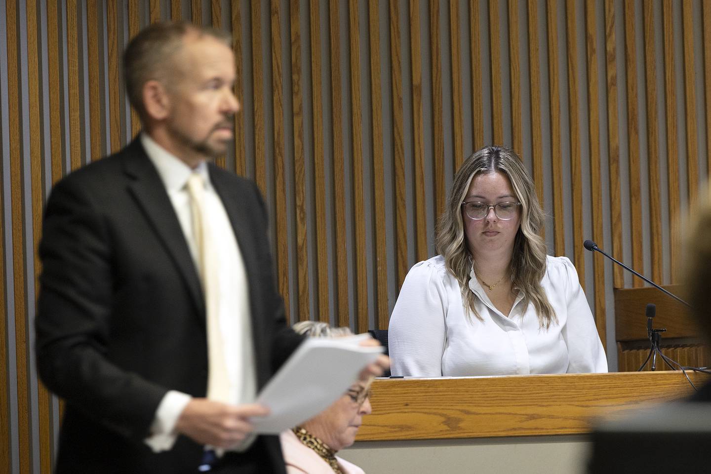 Rock Falls police detective Autumn Day takes the stand Wednesday, May 14, 2025, in Whiteside County Court.