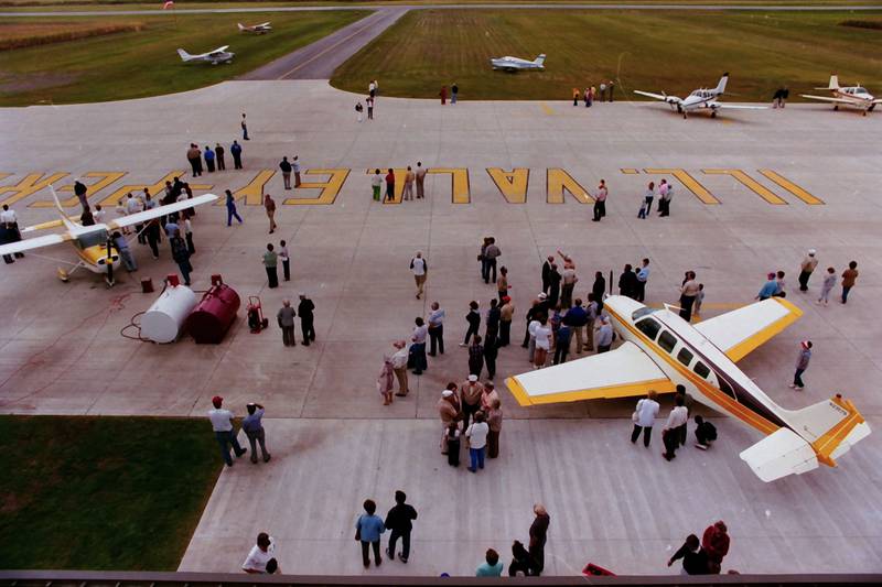 A view of the taxiway during a open house in September 1986 at the Illinois Valley Regional Airport in Peru.