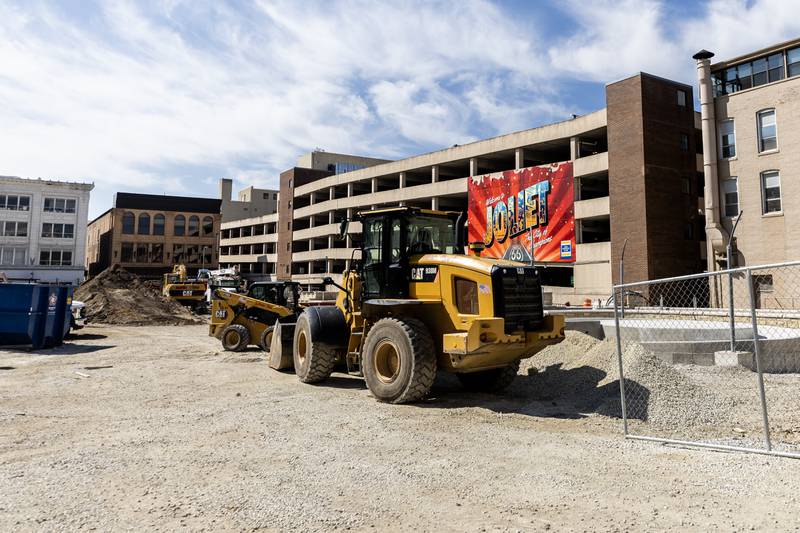 Construction continues on the city square project in Downtown Joliet on Sept. 4, 2025.