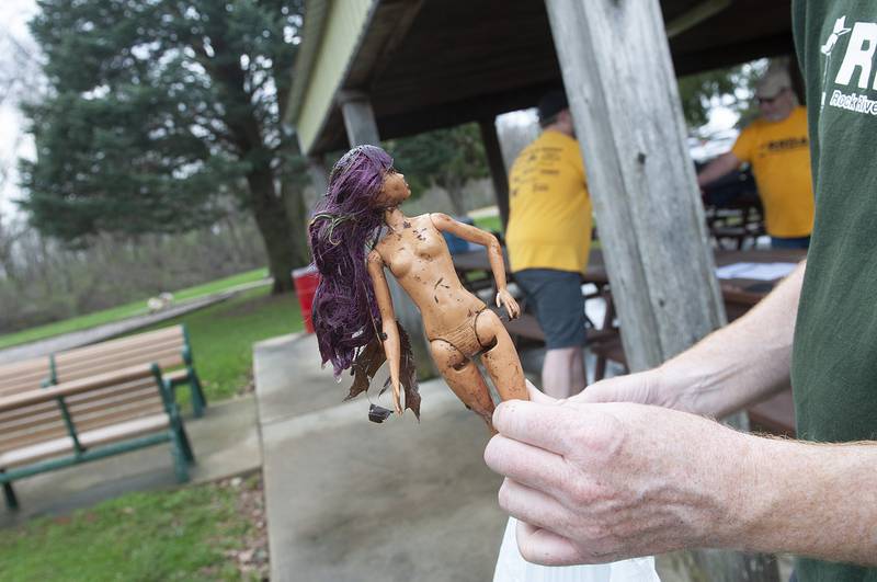An articulated fashion doll was an interesting find while gathering trash for the RRDA on Saturday at Centennial Park and the Hennepin Canal.