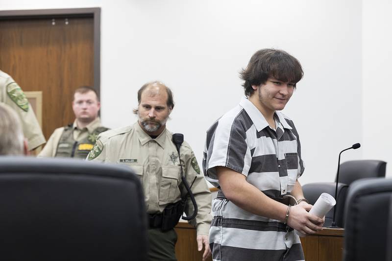 David Sosa enters Lee County court Monday, Feb. 24, 2025, to plead guilty the murder of girlfriend Jaedyn Hill.