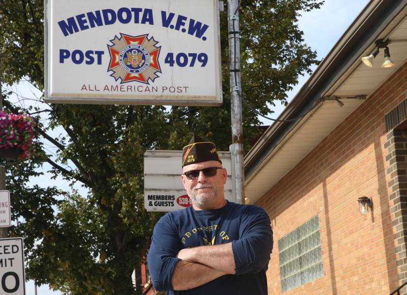 Veteran Jason Donohue, poses for a photo on Friday, Oct. 17 2025 at the VFW Hall in Mendota.