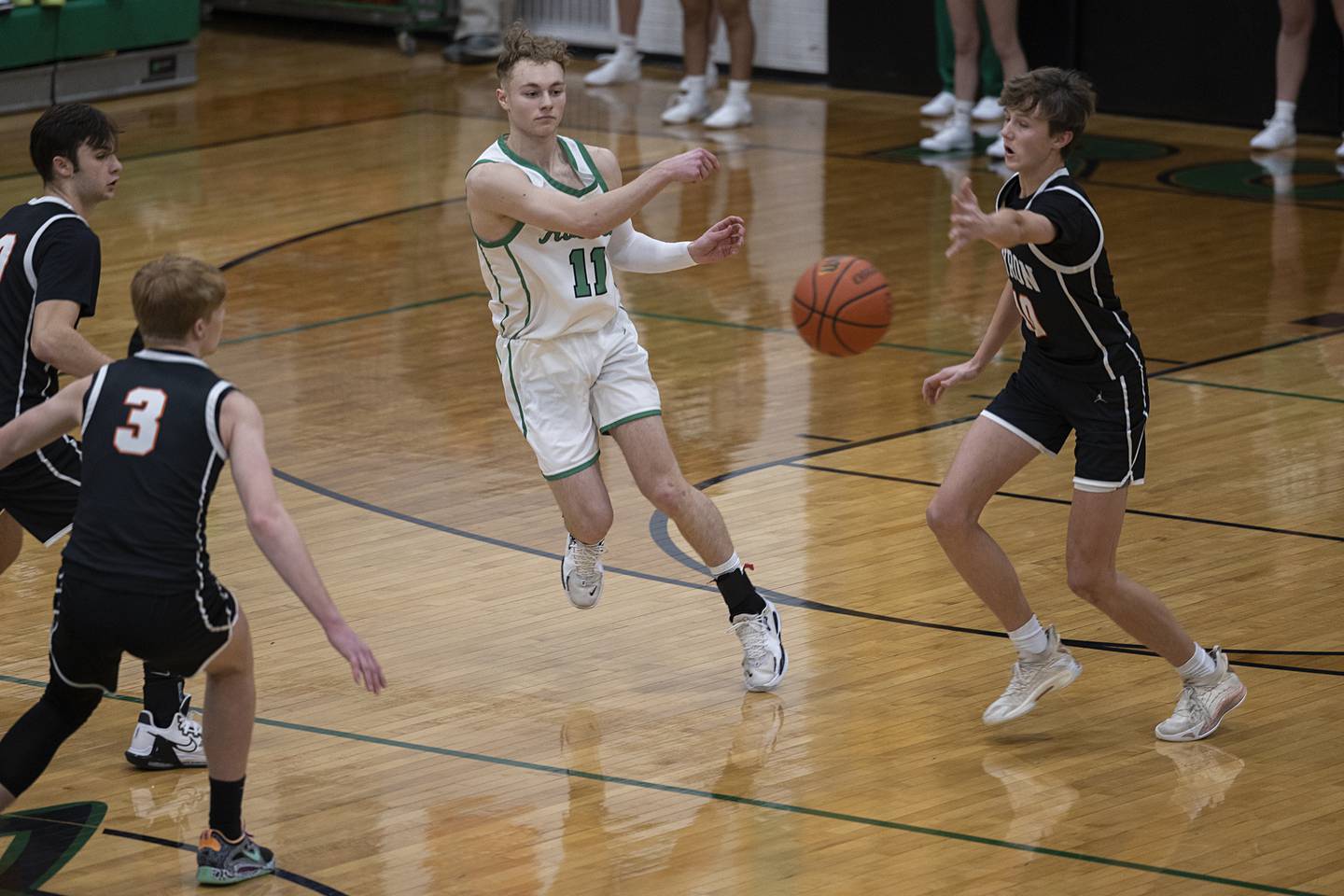 Rock Falls’ Gavin Sands makes a pass Friday, Jan. 6, 2023 against Byron.