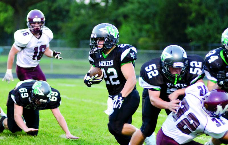 Rock Falls' Braeden Westfall cuts through the Marengo defense Friday night.
