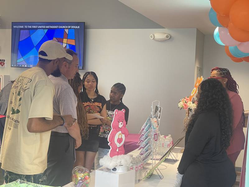 Graduates from the Breakthrough Community Business Academy's spring 2025 cohort meet and greet with community members Monday, June 2, 2025, in advance of their graduation ceremony at First United Methodist Church in DeKalb.