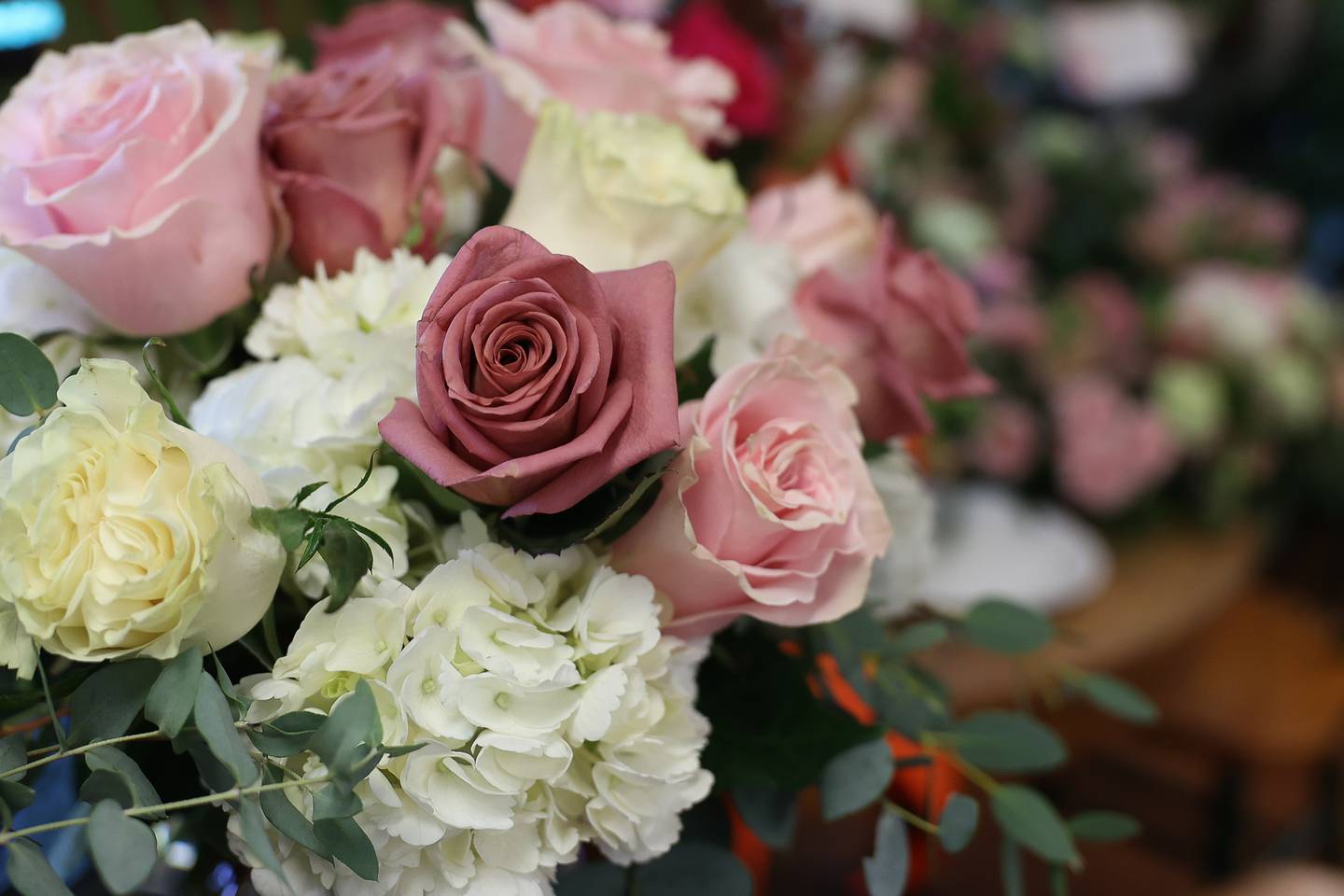 A fresh cut flower arrangement sits in the lobby of Palmer House Florist on Friday, Sept. 29, 2023 in Joliet.