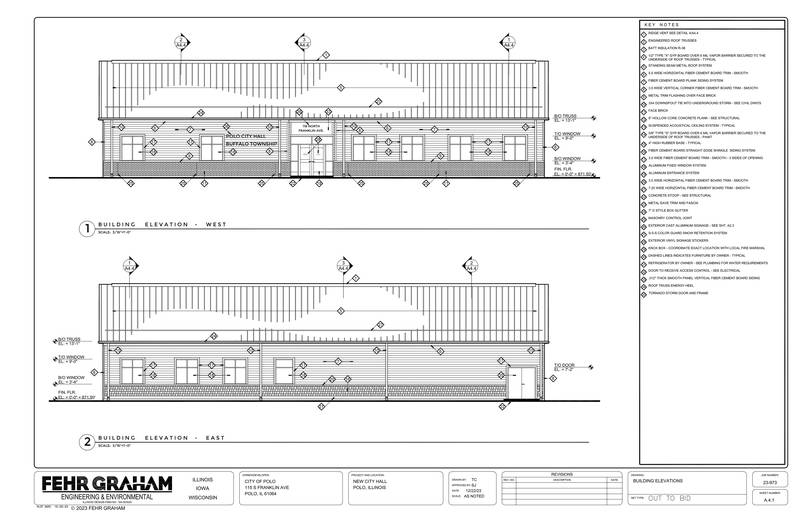 A front and rear view of the new municipal building for the city of Polo and Buffalo Township currently being constructed at 118 N. Franklin Ave., Polo.