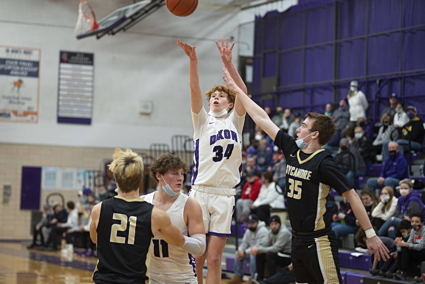 Dixon's Austin Hicks puts up a shot against Sycamore on Tuesday, Jan. 25, 2022.