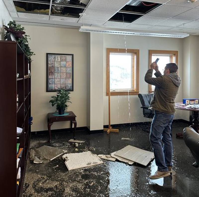 Burst water pipes caused flooding and extensive damage inside the Yorkville Public Library on Christmas Day. (Photo provided by the Yorkville Public Library)