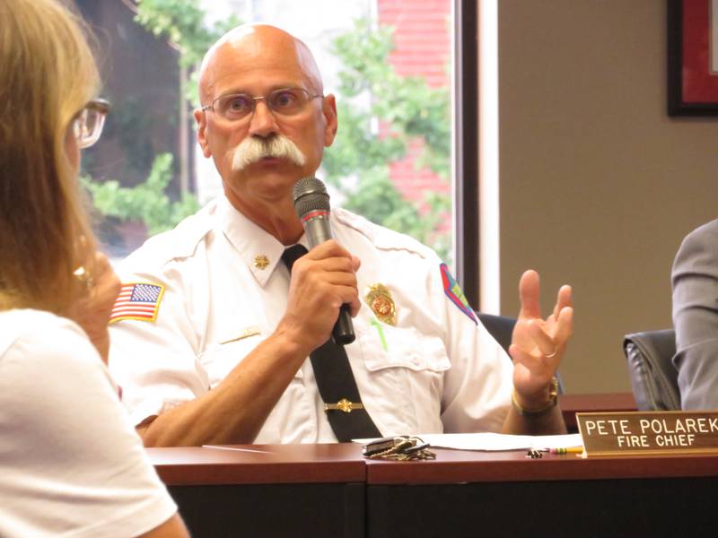 Sycamore Fire Chief Pete Polarek talks about the fire department's fiscal year 2021 annual report during a City Council meeting Monday, July 19, 2021.