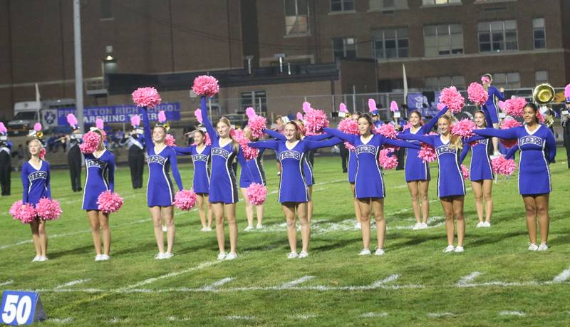 Prineton poms perform at halftime on Friday, Oct. 10, 2025 at Bryant Field in Princeton.