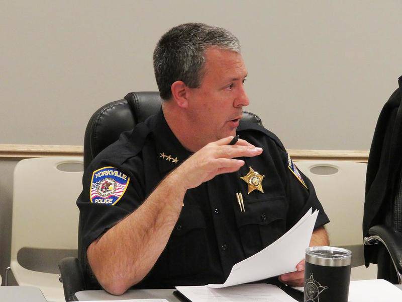 Yorkville Police Chief Jim Jensen talks during the city's Thursday, Nov. 7 public safety committee meeting at City Hall in Yorkville.