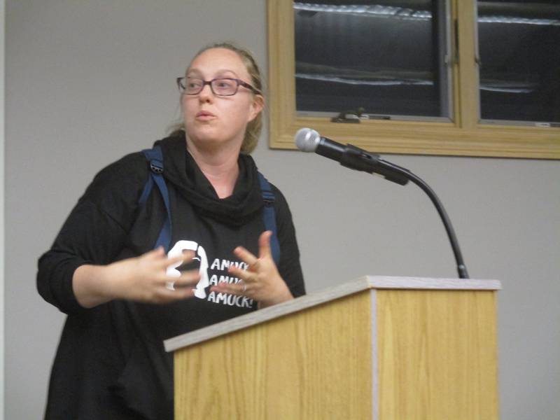 Ashley Quiles of Plano tells drag show opponents that "religion has no place in government" during the Oct. 11, 2022 Yorkville City Council meeting.
