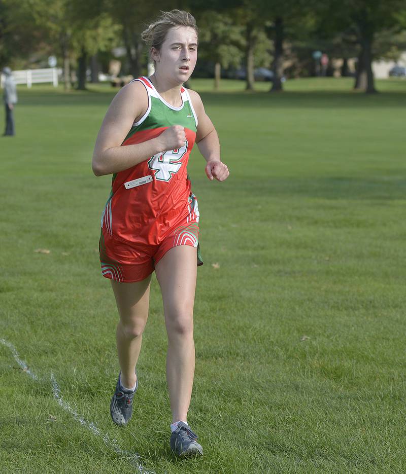 La Salle Peru’s Kiely Domyancich finishing 7th Saturday in the La Salle County Invite in Streator.