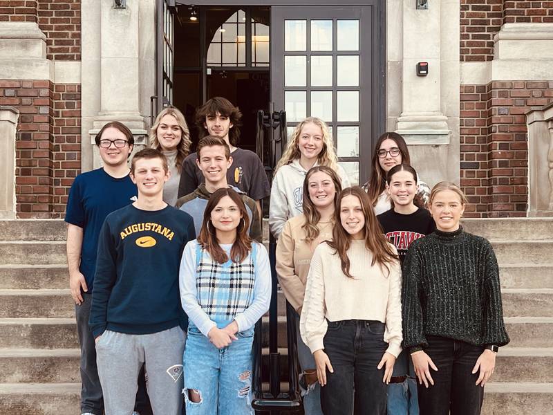 Twelve Ottawa High School students have received National Recognitions from College Board. Pictured are (from left, front row)  Sullivan Walker, Ava Laury, Isabelle Liebhart, Emma Cushing, (second row) Matthew Towne, Brent McLaughlin, Peyton Bryson, Maggy Buscher, (third row) Christina Snook, Elijah Munson, Alyssa Malmassari and Evelyn Clayton.