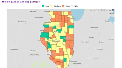 IDPH: 42 Illinois counties at “high” risk for COVID-19; 17 fewer counties than last week