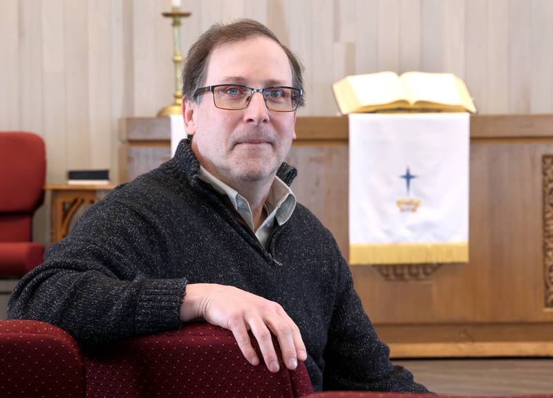 Jonathan Crail, senior pastor at the First United Methodist Church of DeKalb, Friday, Jan. 24, 2025, in the sanctuary at the church.