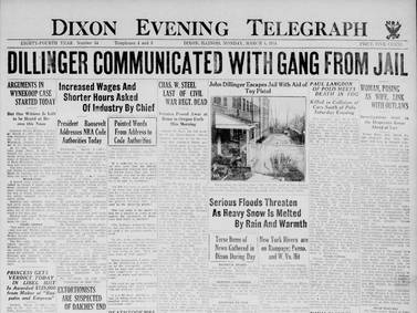 Historical covers for March 5: Dillinger communicated with gang from jail