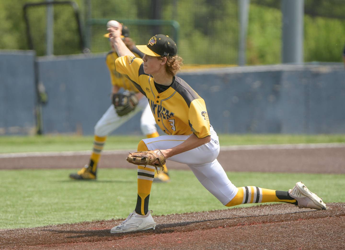 Putnam County's Drake Smith (3) pitches against Marquette during the Class 1A Harvest Christian Baseball at Judson College in Elgin on Saturday, May 28, 2022.