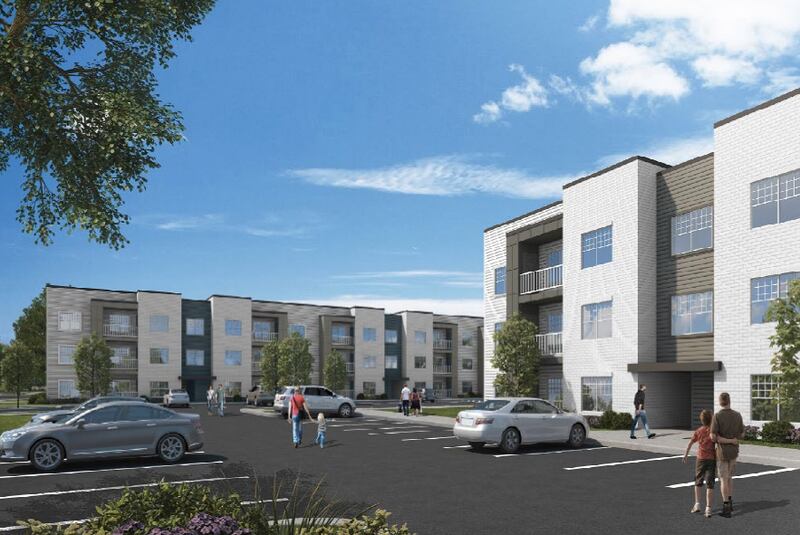Artist's rendering of the apartments to be built at Tuscany Station at the southwest corner of Orchard Road and Tuscany Trail in Oswego.
