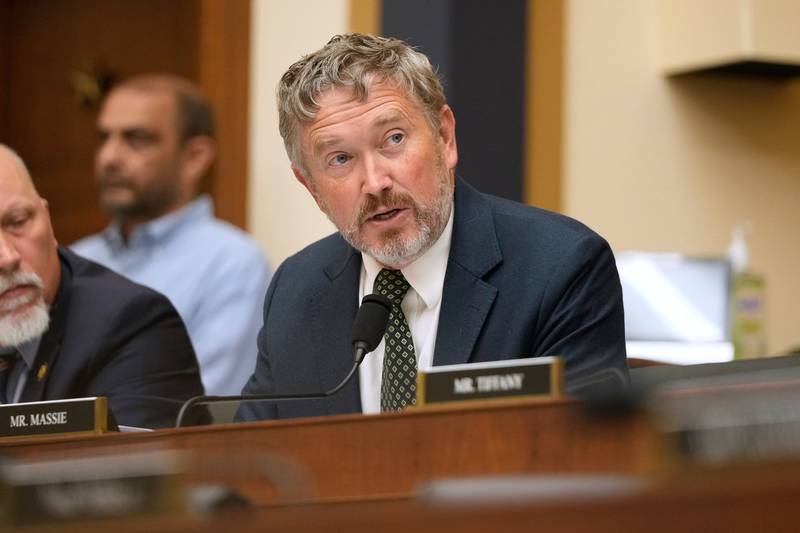 FILE - Rep. Thomas Massie, R-Ky., speaks as FBI Director Kash Patel appears before the House Judiciary Committee, on Capitol Hill in Washington, Sept. 17, 2025. (AP Photo/Mark Schiefelbein, File)