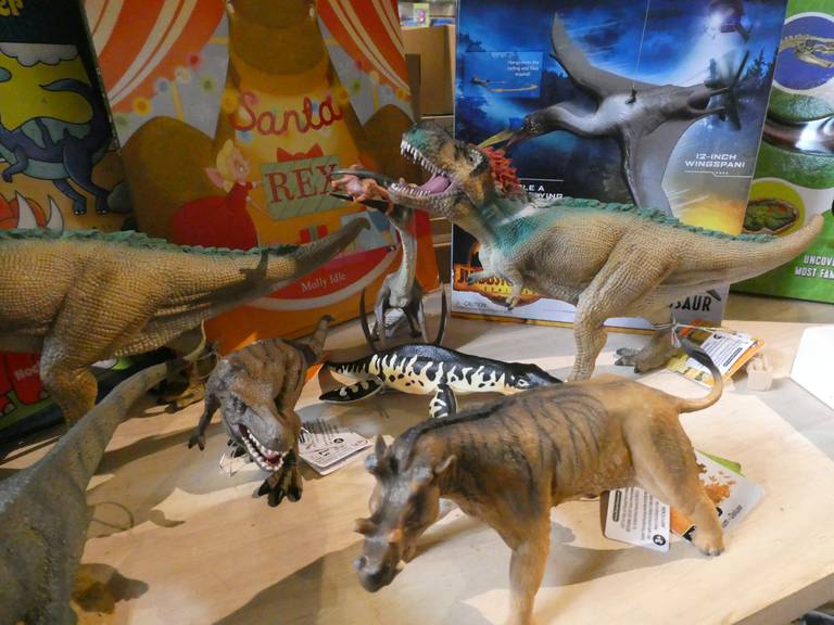 Dinosaurs, construction kits and "comfort" animals that can be warmed in the microwave highlight some of the popular items at Marvin's Toy Store this holiday season, co-owner Katelyn McConville said on Thursday, Dec. 1, 2022.