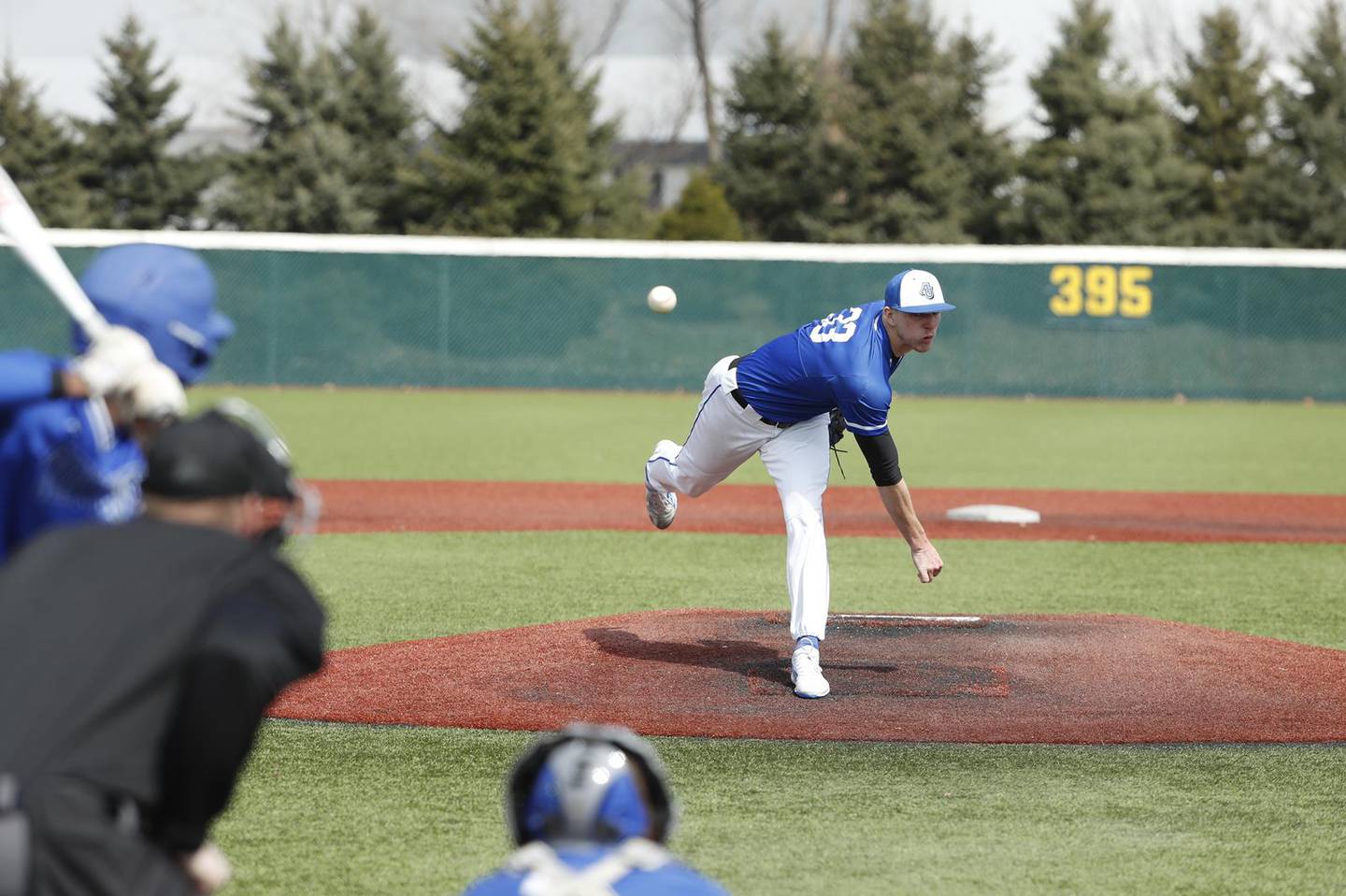 Chris Roycroft delivers a pitch to Jett Wedekind at Aurora University. Roycroft, who now pitches for the St. Louis Cardinals, made 26 appearances for the Spartans in 2018 and 2019 with Wedekind behind the plate in each one.