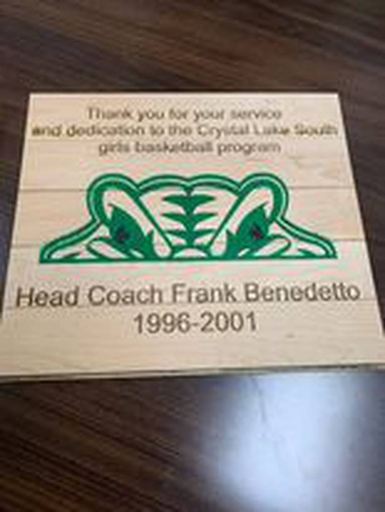 Crystal Lake South piece of original gym floor