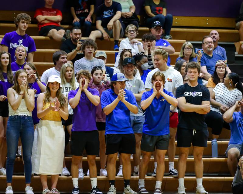 The Downers Grove North's student section cheers on the team during Downers Grove North Regional final match between Oswego at Downers Grove North. May26, 2022.