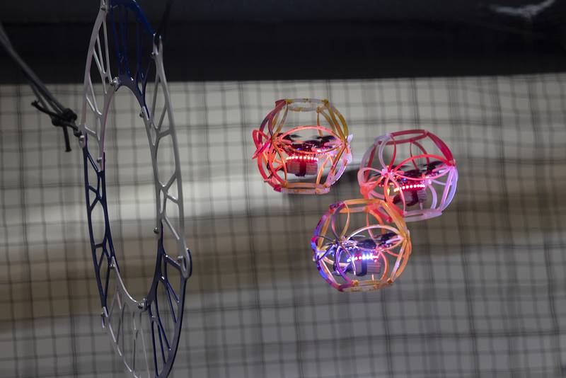 Drones hover in front of a goal Wednesday, Jan. 22, 2025, in Dixon.